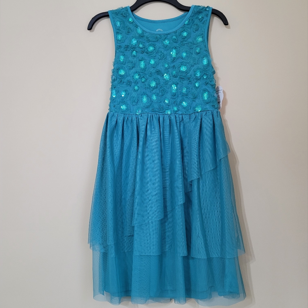 NWT wonder nation Girls XL 14/16 Green soutache dress